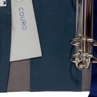 Caderno Organizer Couro Raffai - Azul Jeans